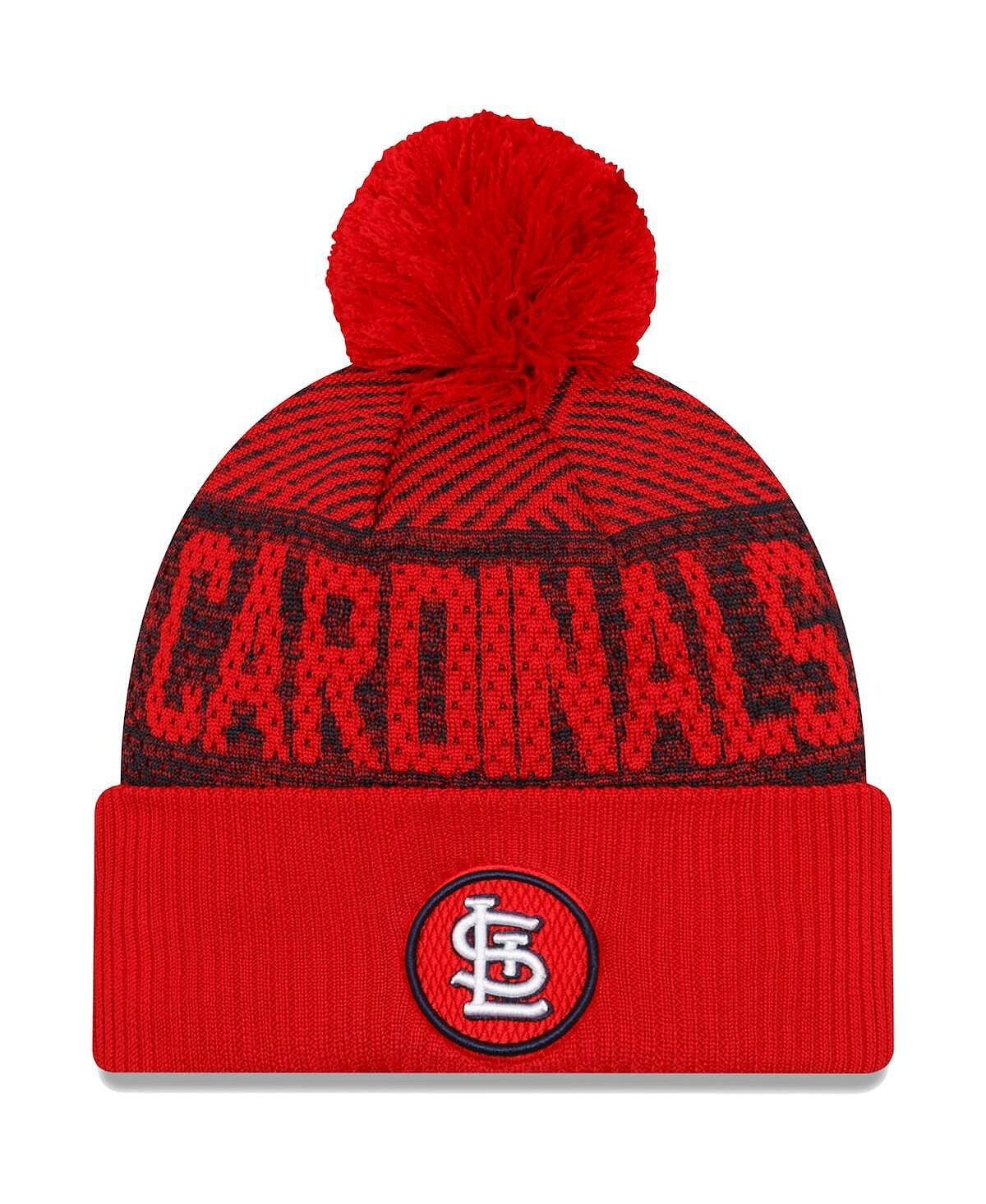 

Мужская красная спортивная вязаная шапка St. Louis Cardinals Authentic Collection с манжетами и помпоном New Era