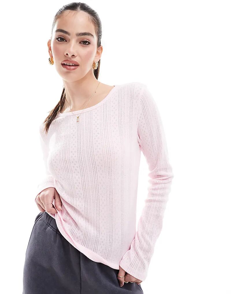 

Топ с длинными рукавами Vero Moda нежно-розового цвета