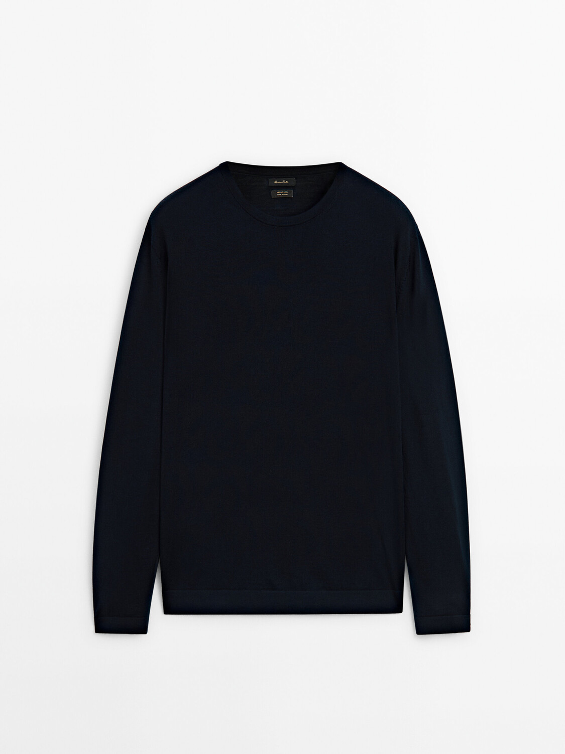 

Вязаный свитер из 100% мериносовой шерсти с круглым вырезом Massimo Dutti, синий