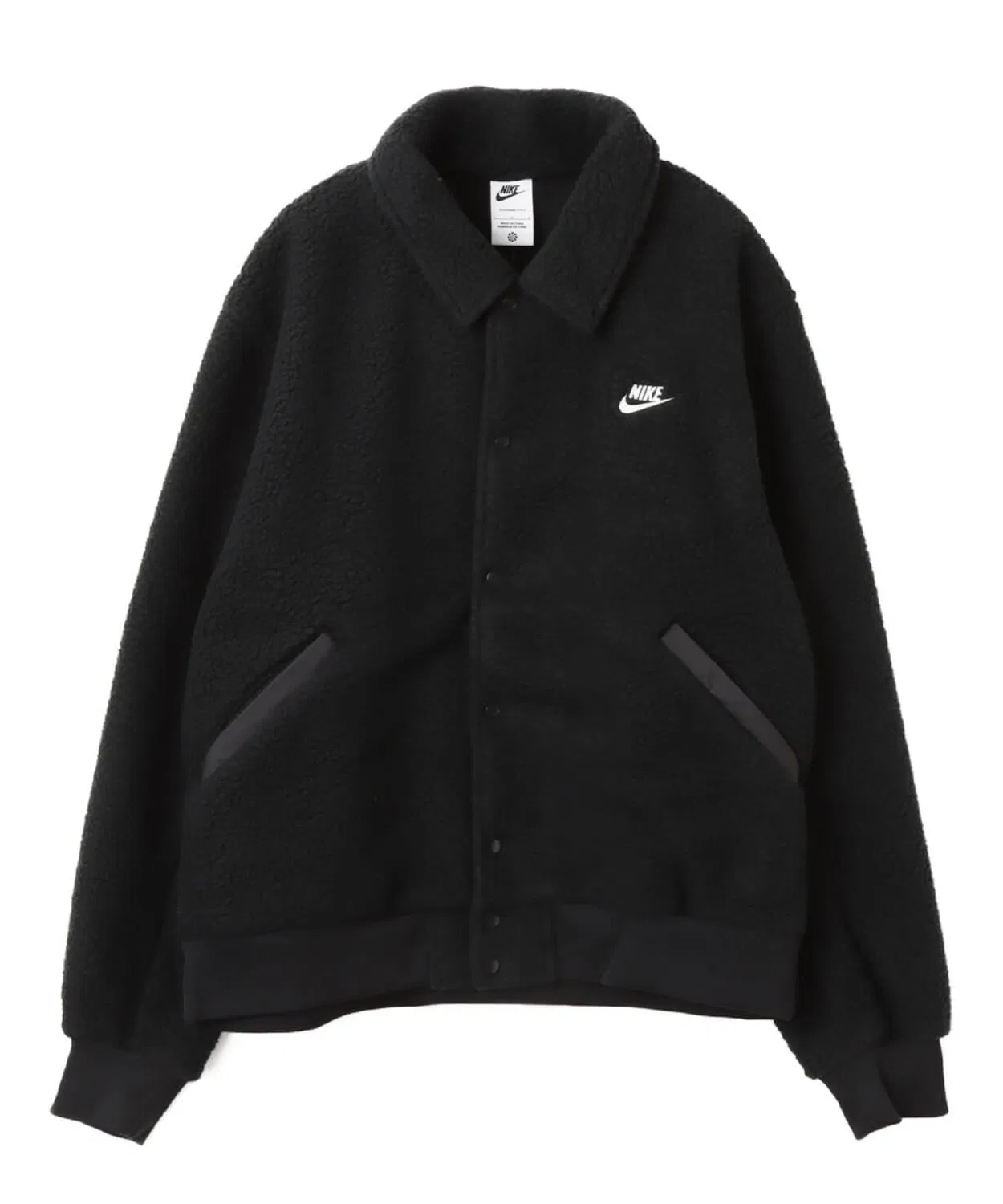Куртка-коуч Nike Club Sherpa с высоким ворсом, чёрная