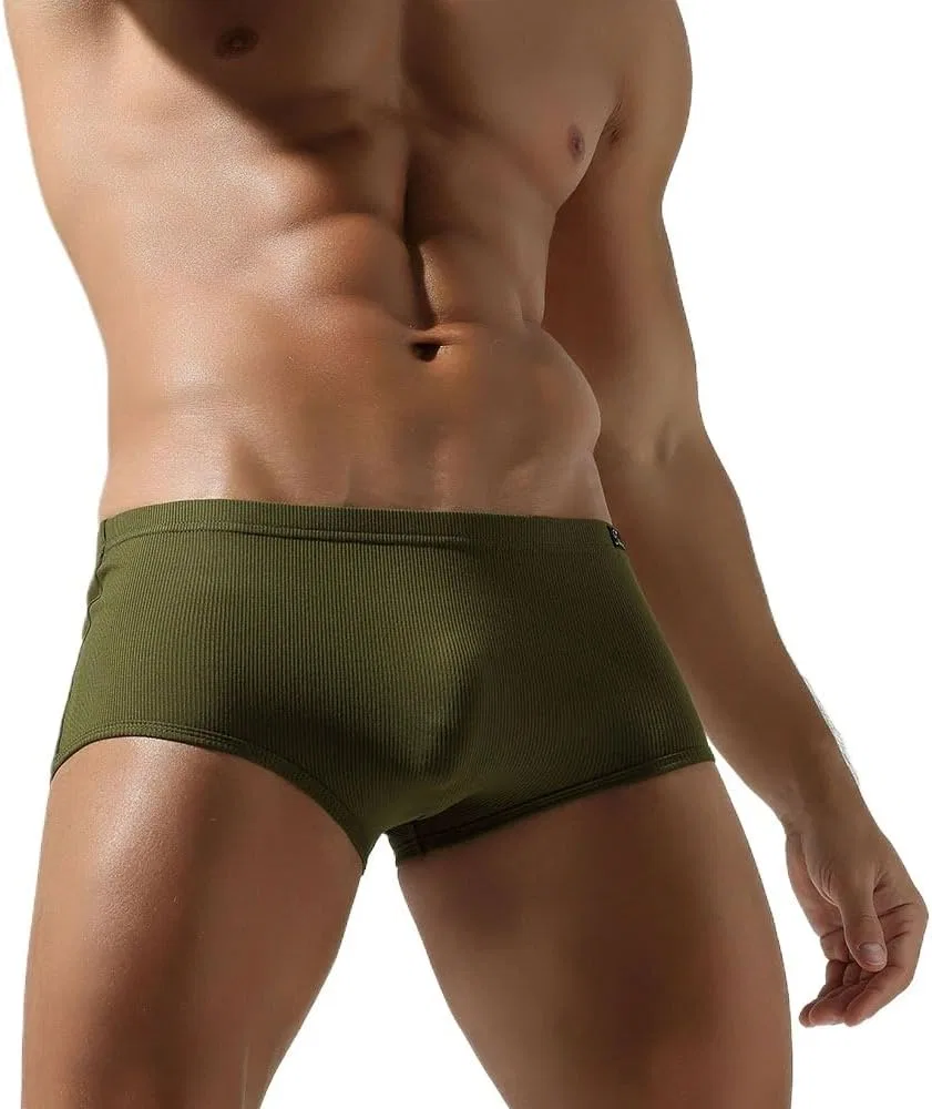 Боксеры бесшовные хлопковые ребристые, Army Green — фото 2
