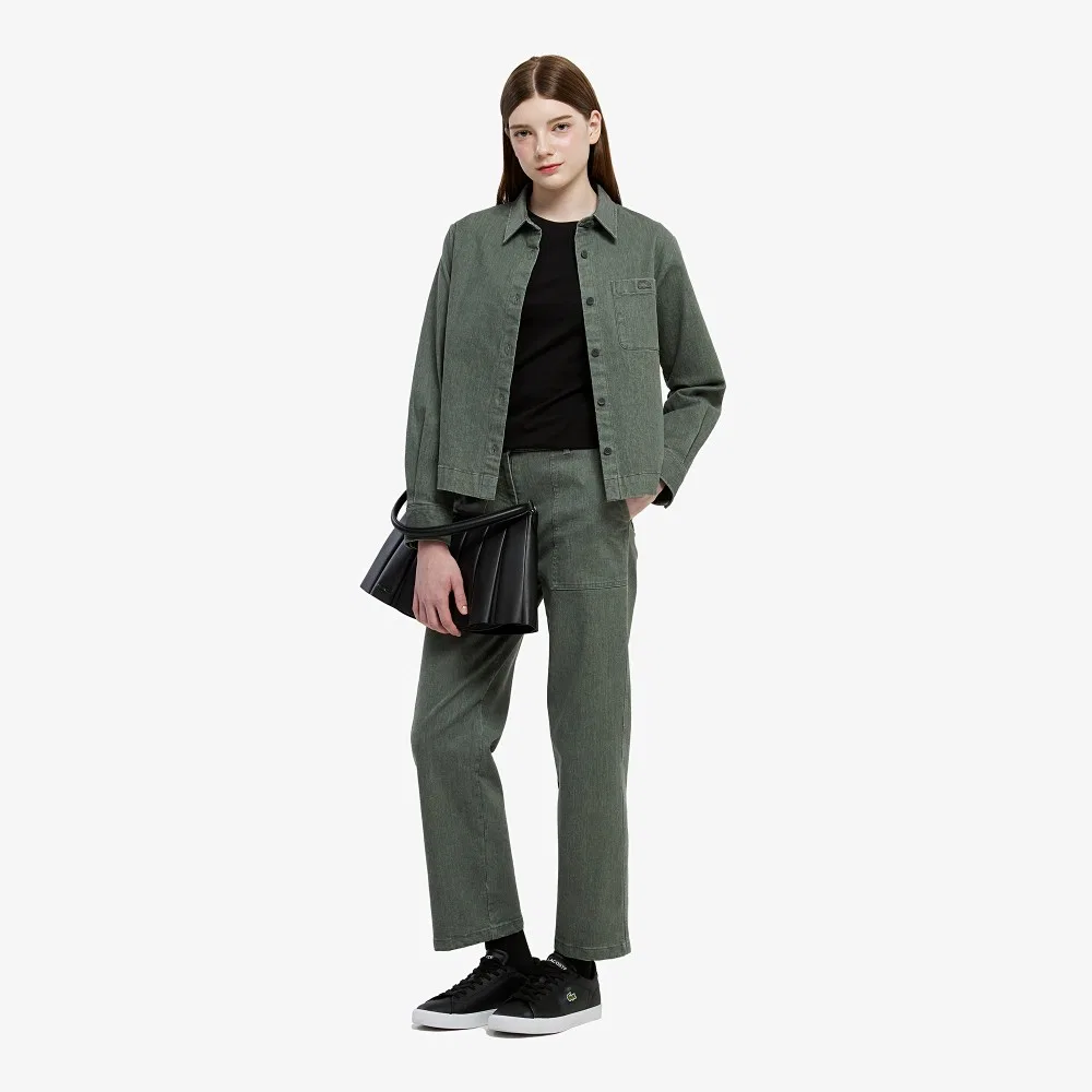 Джинсы Lacoste FW прямые укороченные, хаки — фото 4