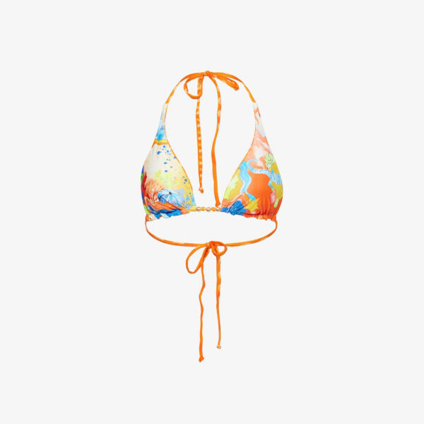 

Двусторонний треугольный бикини-топ с графическим принтом Aquarius Seafolly, бирюзовый