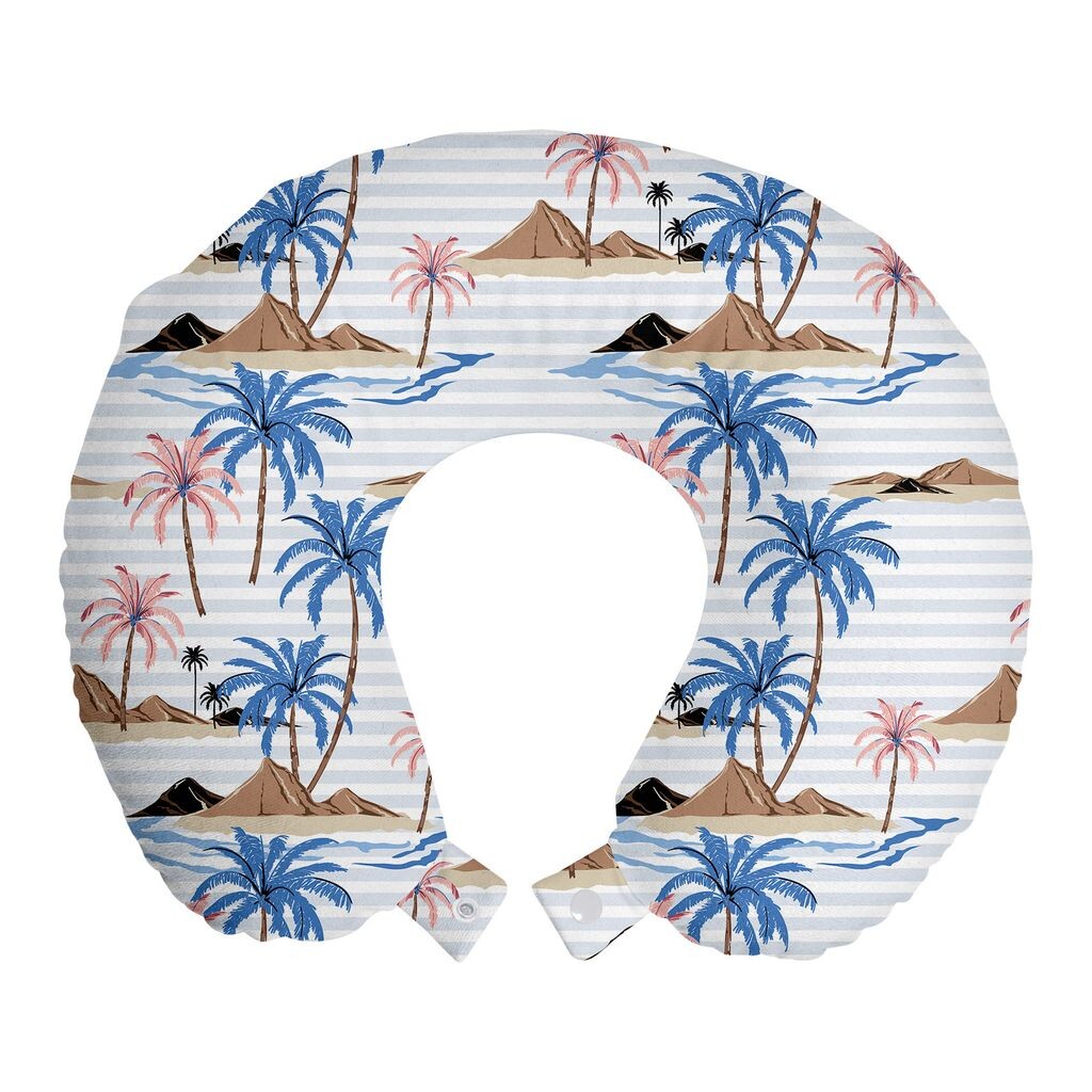 

ABAKUHAUS Экзотическая дорожная подушка для шеи, Costa Tropical Palms Island, дорожная вещь из пенопласта для самолета и автомобиля, 30x30 см, светло-коричневый и румяный