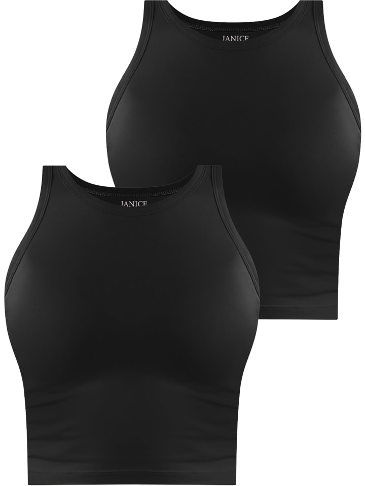 

Топ Janice 2 x Damen crop hochgeschlossen Niah, черный