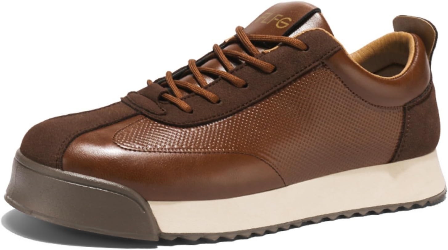 

Мужские ретро массивные кроссовки из кожи и замши на шнуровке, винтажные классические деловые повседневные туфли, удобные, дышащие, легкие, противоскользящие, для работы в офисе, ходьбы, вождения, путешествий и активного отдыха Yrzhgdl, коричнев...