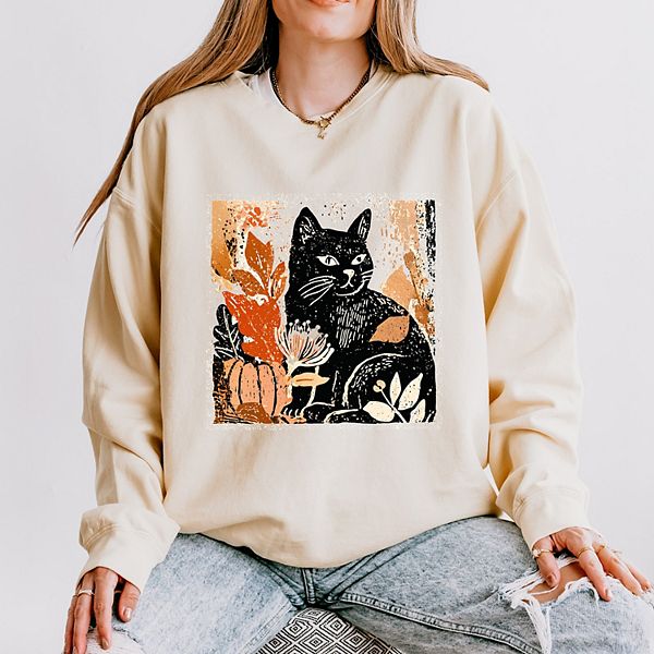 

Черная кошка с осенними листьями - женский легкий свитшот garment dyed Simply Sage Market, Ivory, Черный, Черная кошка с осенними листьями - женский легкий свитшот garment dyed Simply Sage Market, Ivory