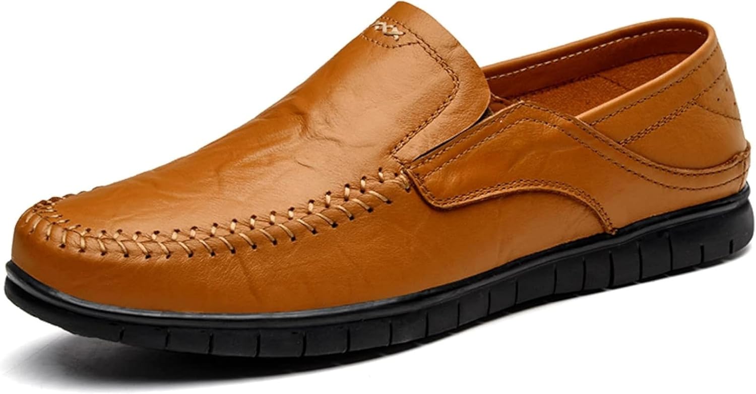 

Мужские удобные кожаные туфли, летние повседневные обувь с вырезами, обувь для вождения на улице, повседневная офисная обувь Oxcowniu, желтый