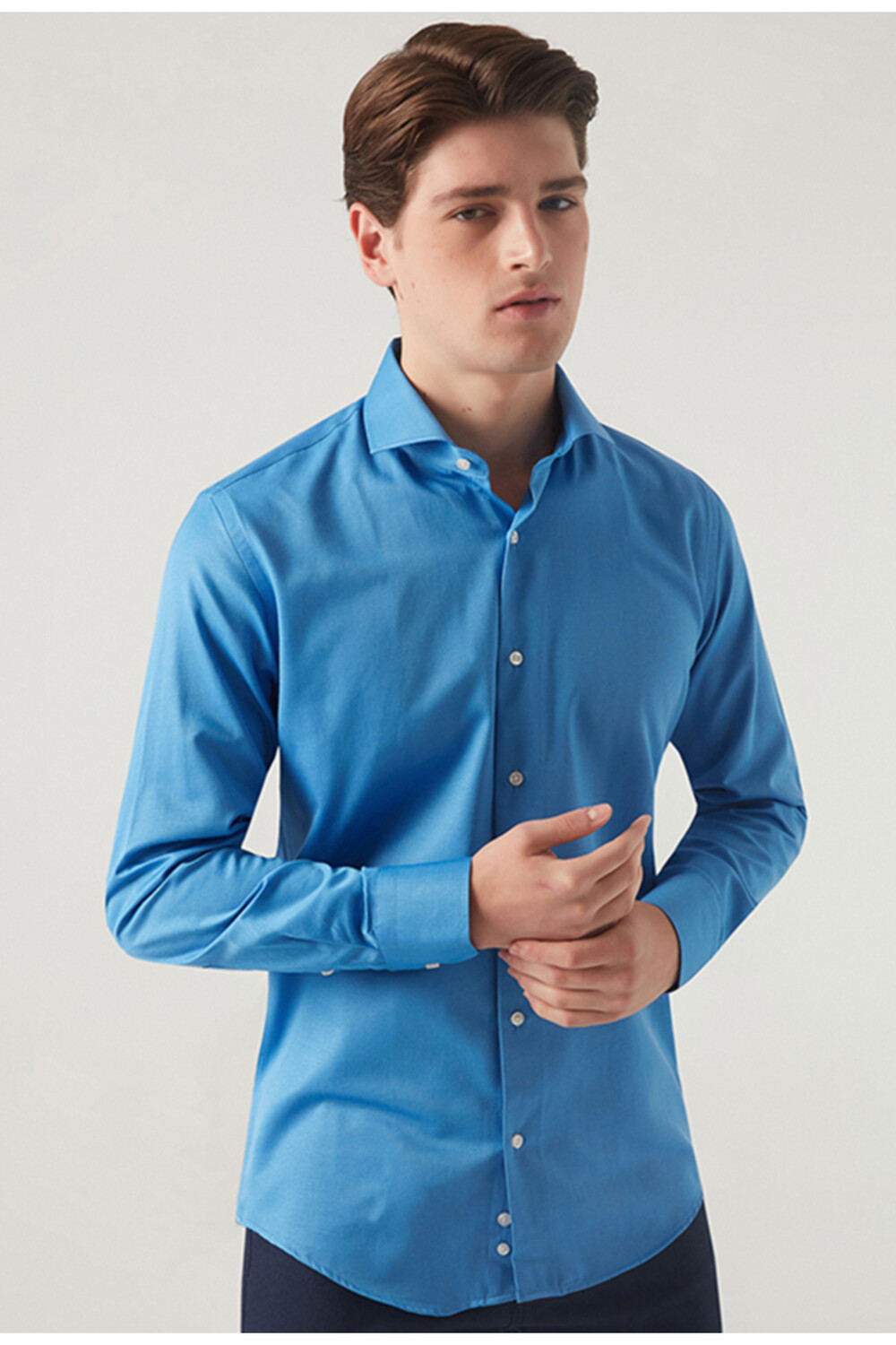 

Мужская рубашка синего цвета Slim Fit D'S Damat, темно-синий