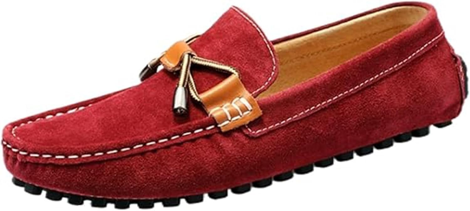 

Мужские повседневные мокасины Xinduoyu ручной работы, удобные слипоны, легкие, для прогулок на улице, вождения и повседневного ношения, красный