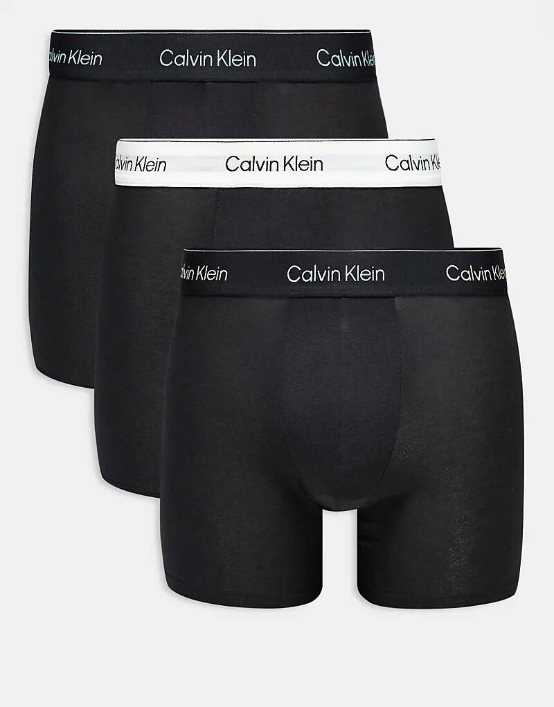 

Комплект из 3 пар трусов-боксеров Calvin Klein Icon Cotton Stretch черного цвета с черными поясами