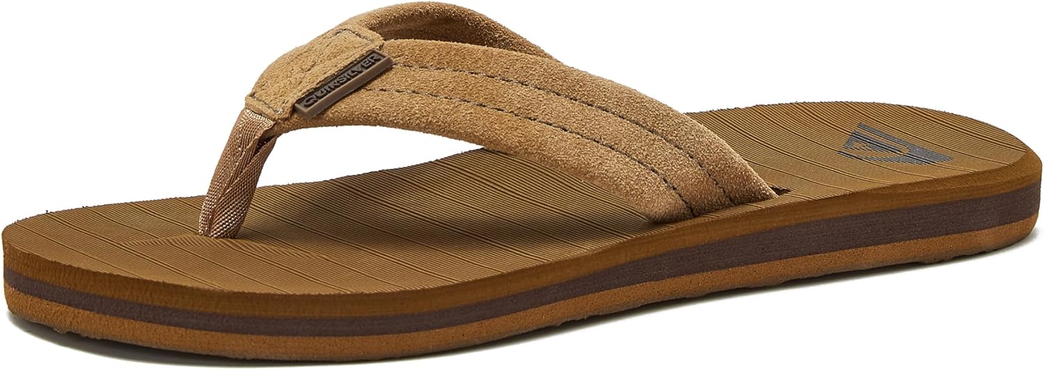 

Детские шлепанцы Quiksilver Carver Suede с фиксирующим ремешком, Tan - Solid