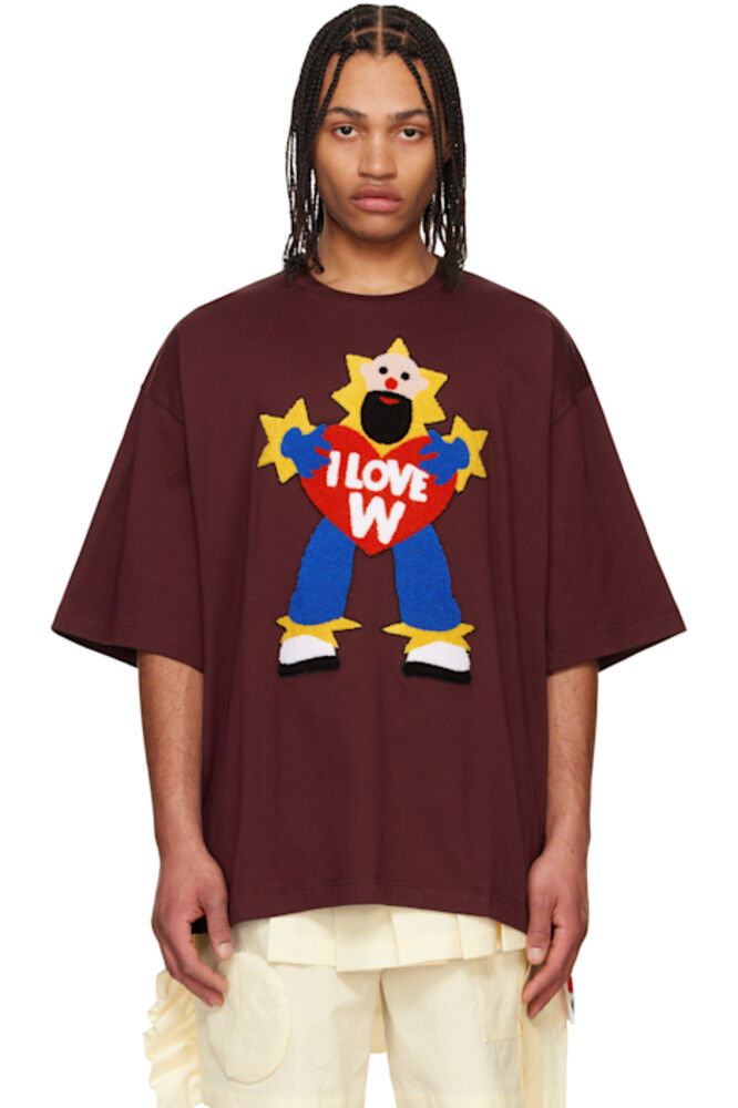 

Футболка бордового цвета с надписью «I Love W» Walter Van Beirendonck