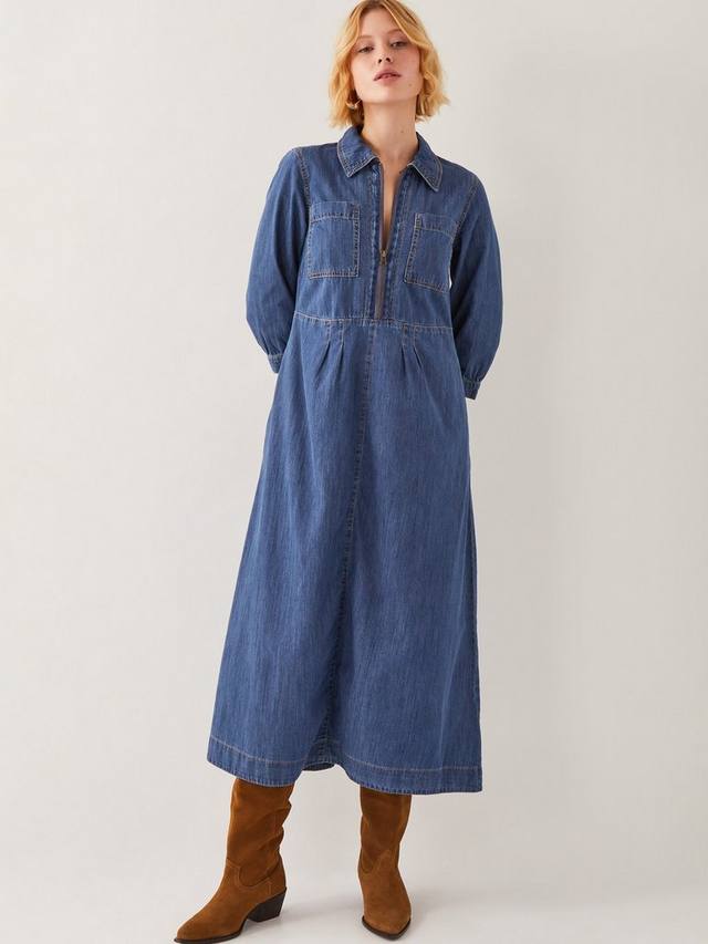 

Джинсовое платье bonnie на молнии Monsoon, цвет Mid Authentic Blue
