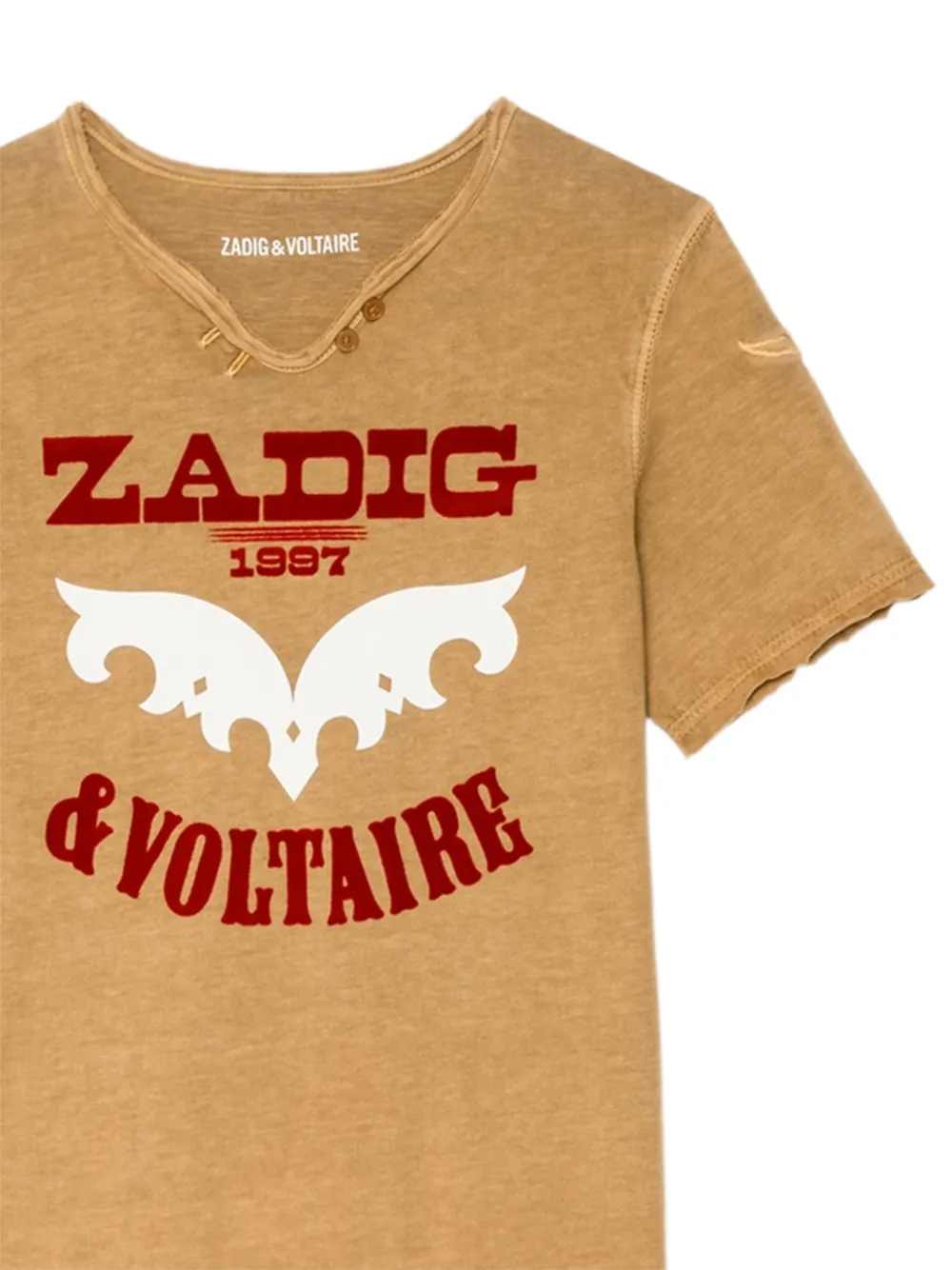 Футболка с бахромой и логотипом Zadig&Voltaire, коричневый — фото 2