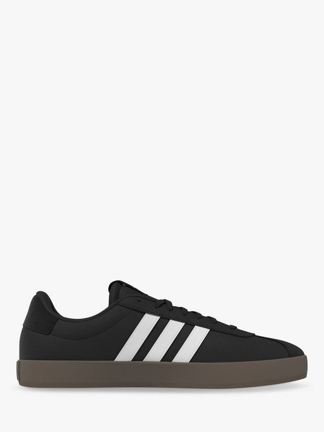 Кроссовки на контрастной подошве vl court adidas, черный/белый