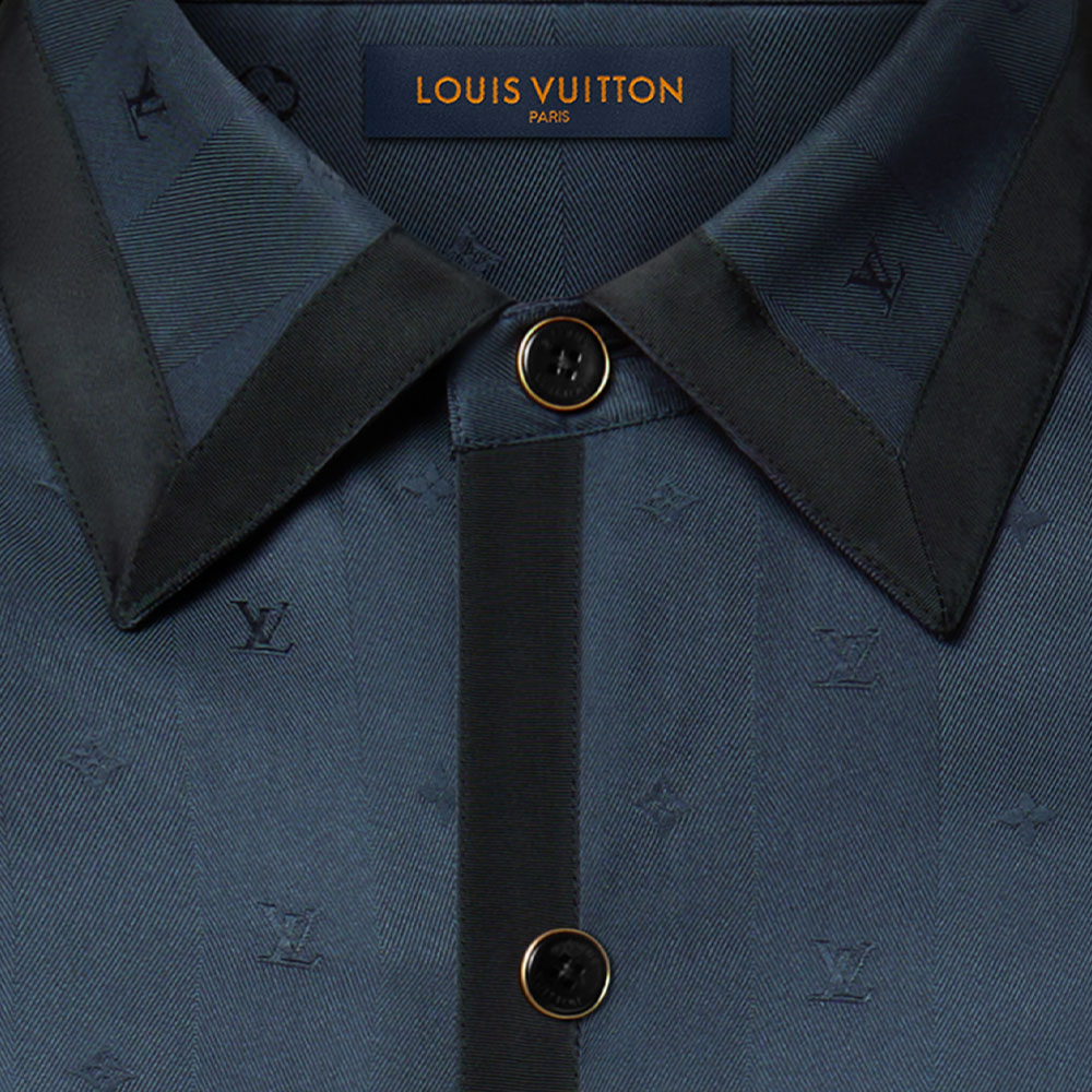 LOUIS VUITTON Мужская рубашка морского синего цвета Marine Blue — фото 3