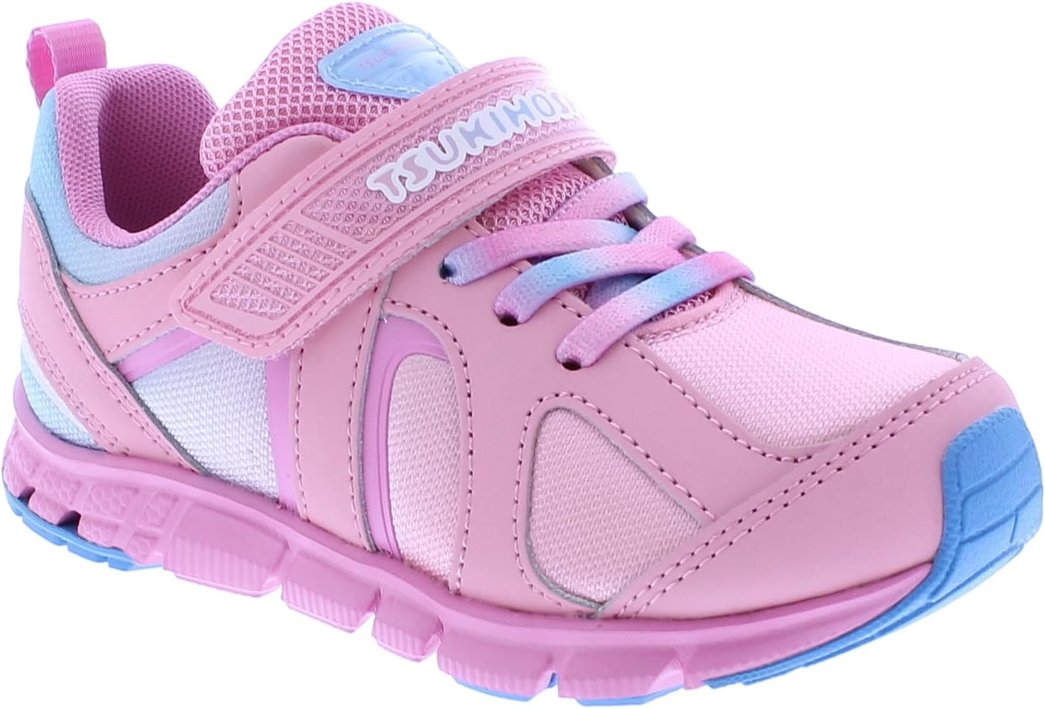 Детские кроссовки TSUKIHOSHI Rainbow Kids - с застежкой на ремешок, пригодные для стирки в машине, с широкой носочной частью и противоскользящими, немаркими подошвами, для детей 4-12 лет, Bubblegum/Sky — фото 2