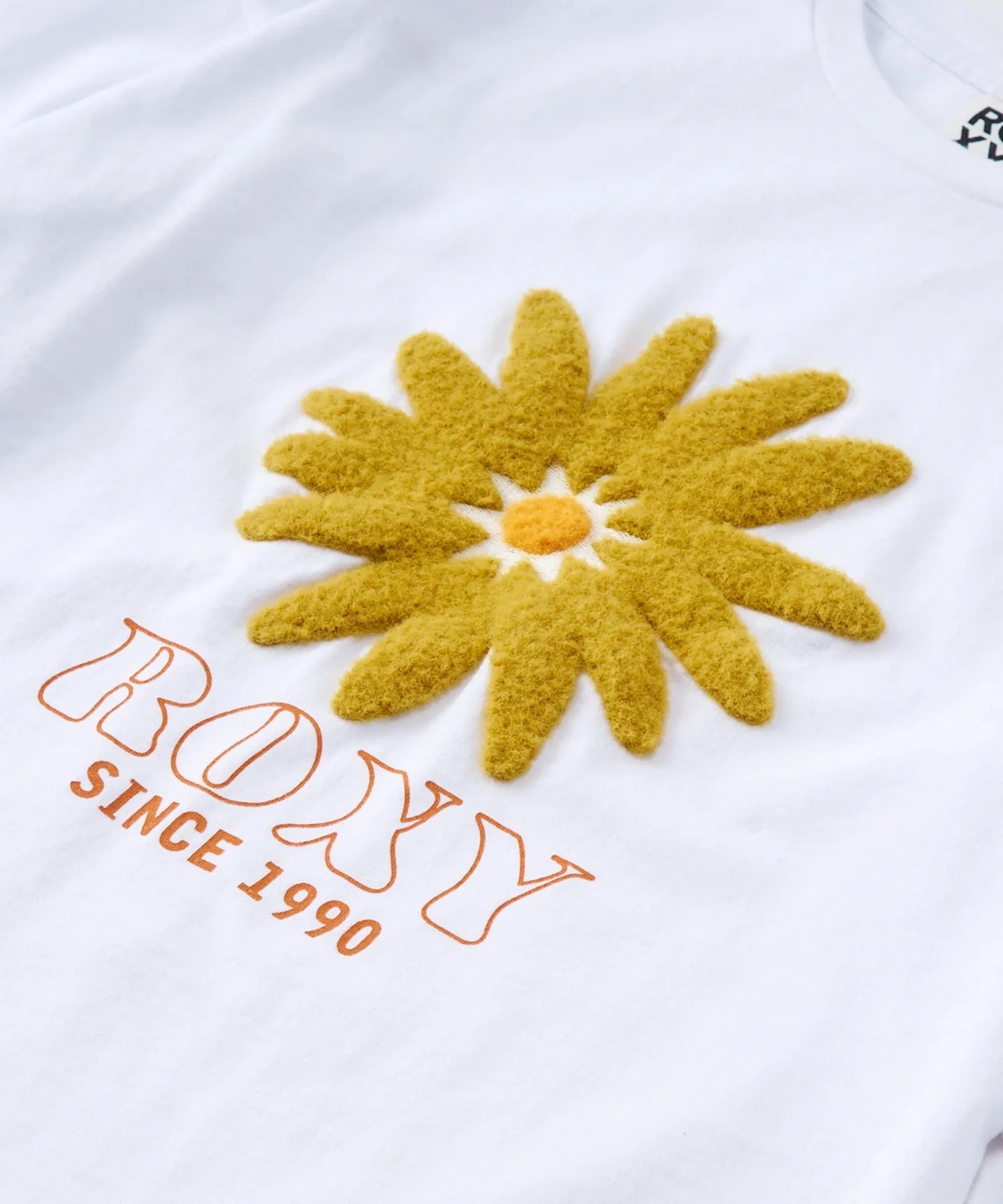 Детский футболка с цветочной вышивкой ROXY MINI BELLIS S/STEE бежевый — фото 3