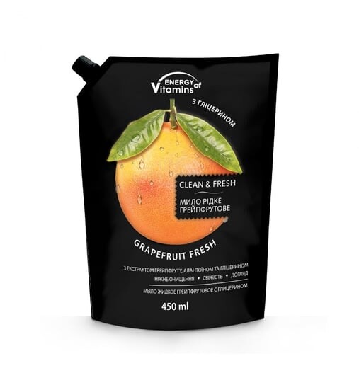 

Витамины, Жидкое мыло Грейпфрутовый Свежий, 450 мл Energy Of, ENERGY OF VITAMINS