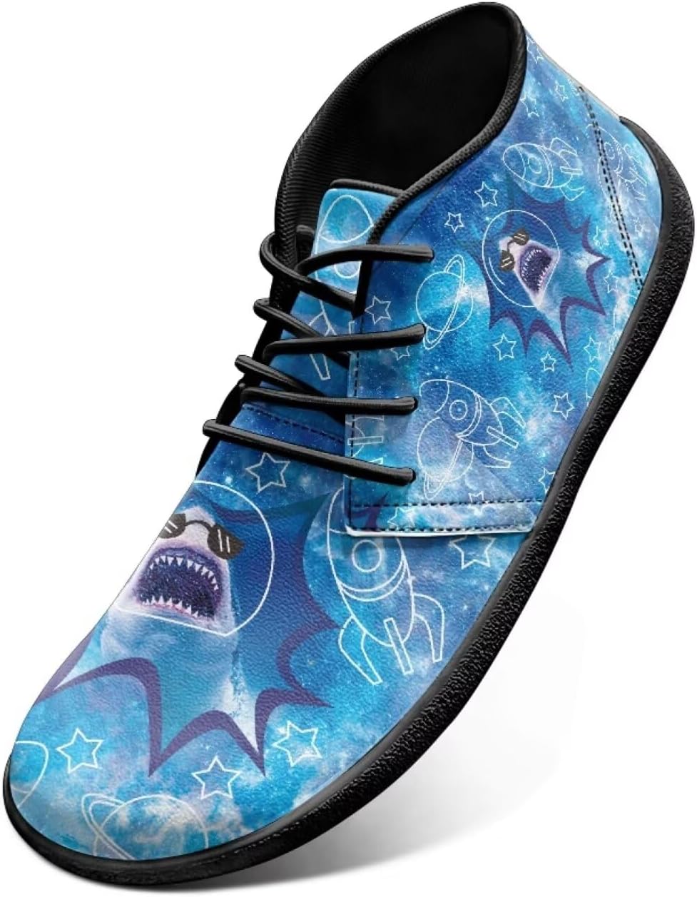 

Кроссовки Sharks Design Zero Drop Barefoot - беговые туфли из ПУ-кожи, обувь с прямым контактом с землей для мужчин Watdotory, Cosmic Shark Design