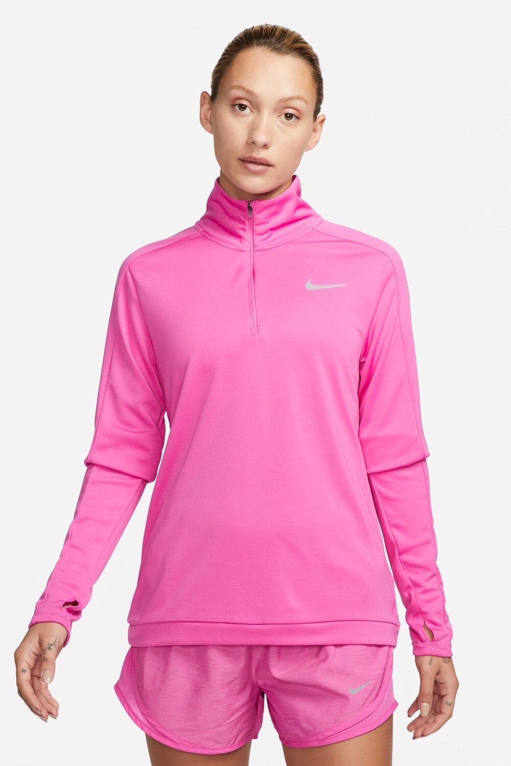 

Беговая футболка Dri Fit Pacer с молнией 1/4 Nike, розовый
