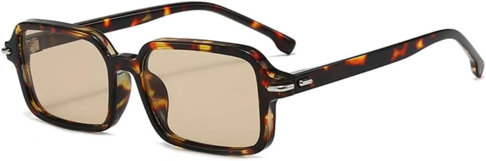 

Модные солнцезащитные очки конфетных цветов для женщин с защитой от УФ-излучения UV400, ретро-заклепками, для мужчин, трендовый леопардовый принт TYUVIVO, Leopard Champagne