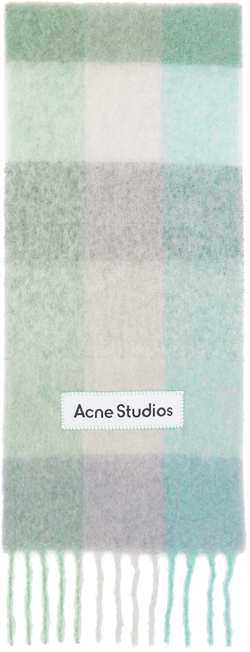 

Шарф из мохера в сине-зеленую клетку Acne Studios, Turquoise/Grey/Mint green