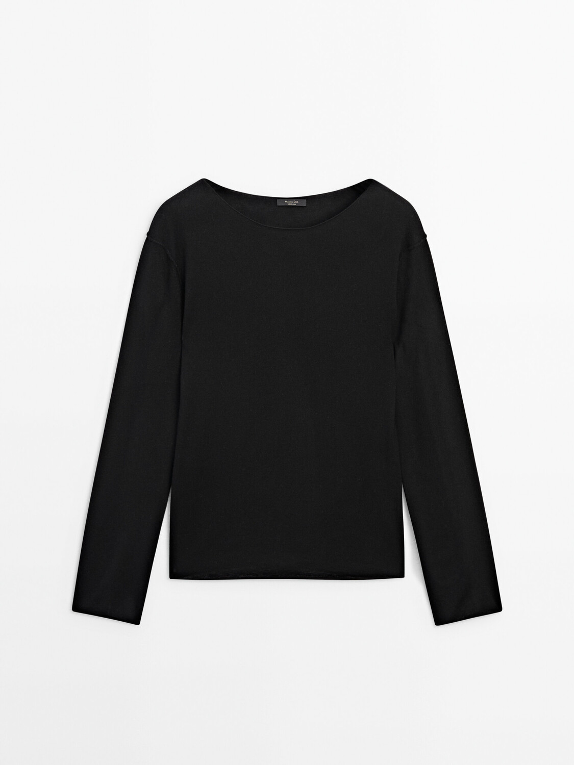 

Свитер из смесовой шерсти с вырезом-лодочкой Massimo Dutti, черный