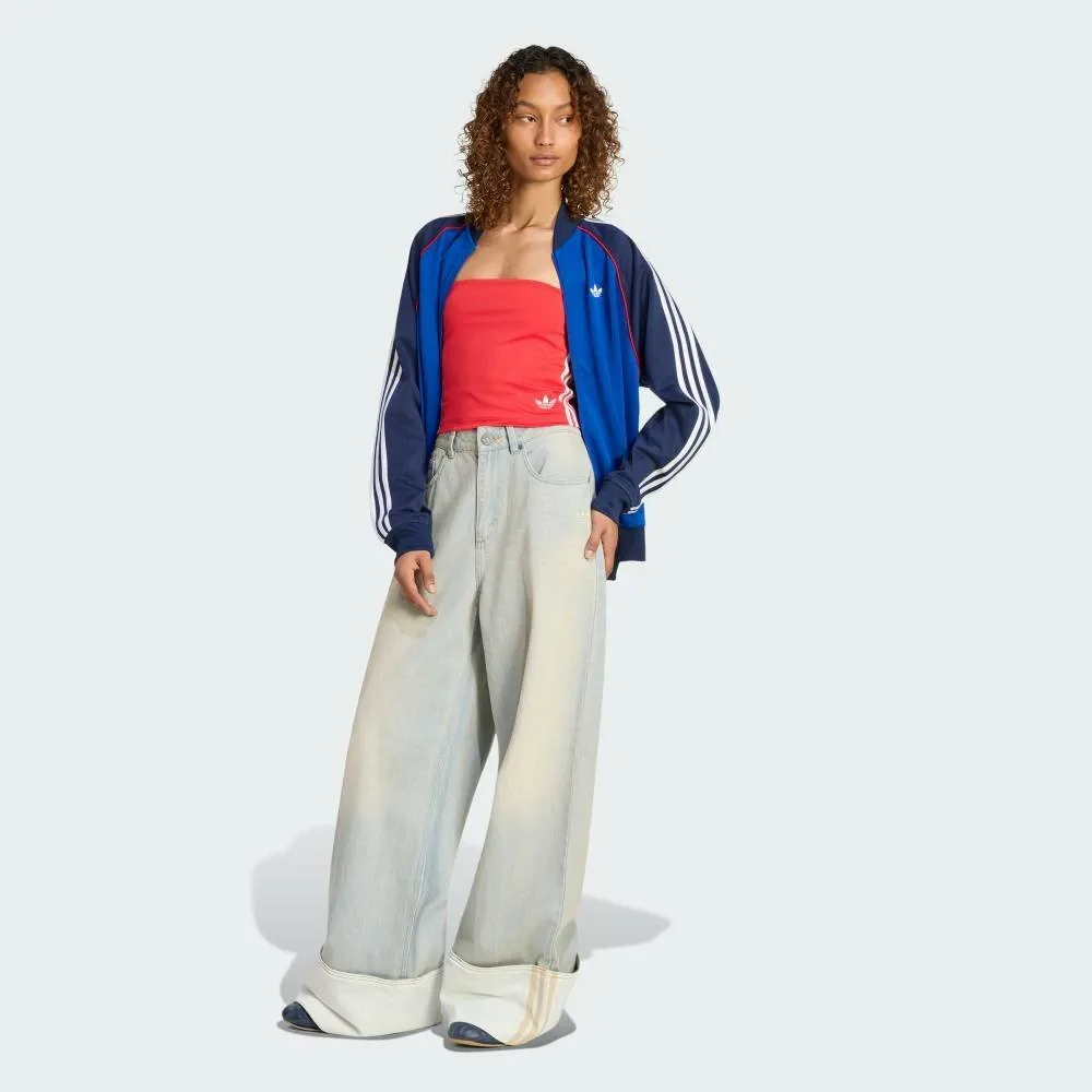 Винтажные джинсы с широкими штанинами Adidas, multi — фото 3