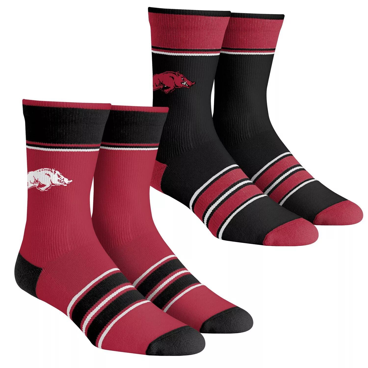 

Комплект из 2 носков Youth Rock Em Socks Arkansas Razorbacks в несколько полосок Team Crew Unbranded