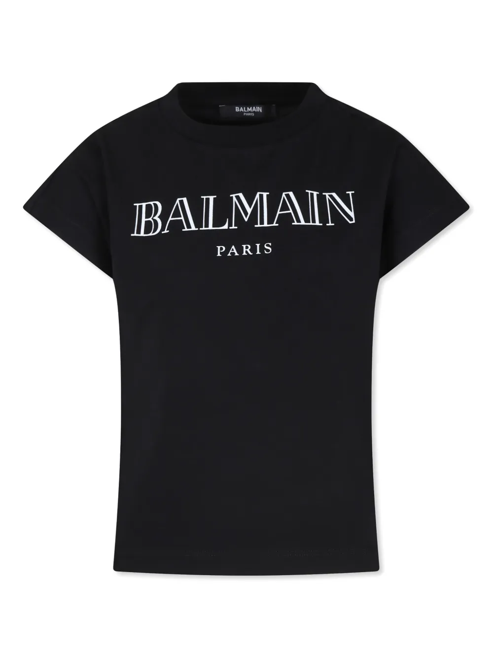 

Футболка из органического хлопка с логотипом Balmain Kids, черный