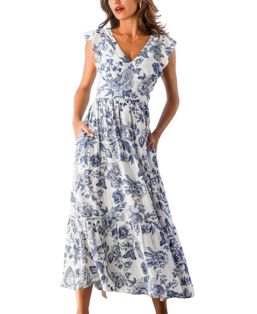 

Женское пляжное платье макси Midnight Botanica с цветочным принтом Cupshe, Dark blue