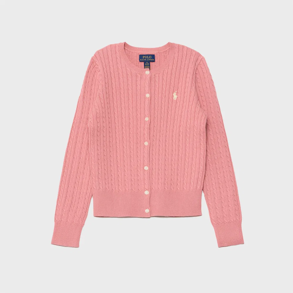 Детский хлопковый кардиган Polo Ralph Lauren Children с мини-косами, розовый