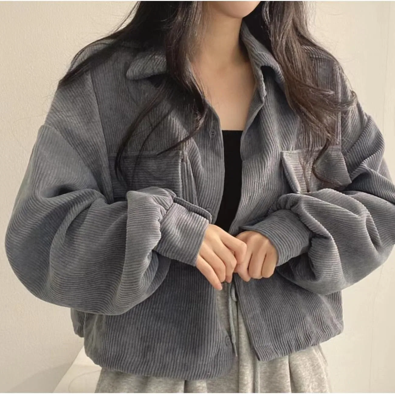 Блуза ретро из вельвета, Oversize, кофейный — фото 3