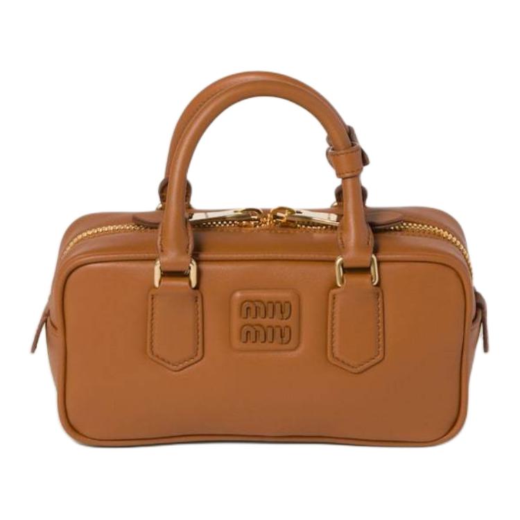 

Сумка Arcadie Series кожаная боулинг через плечо кроссбоди женская коньячный MIU MIU