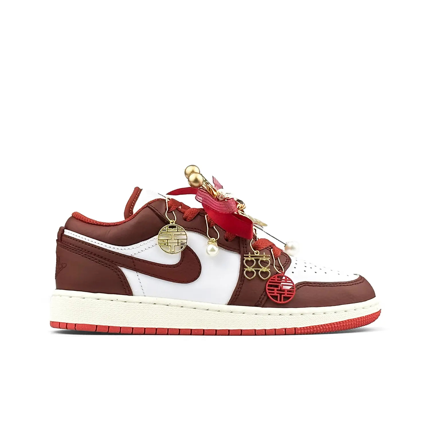 Air 1 устойчивые к истиранию низкие баскетбольные кроссовки unisex Jordan, красный — фото 3