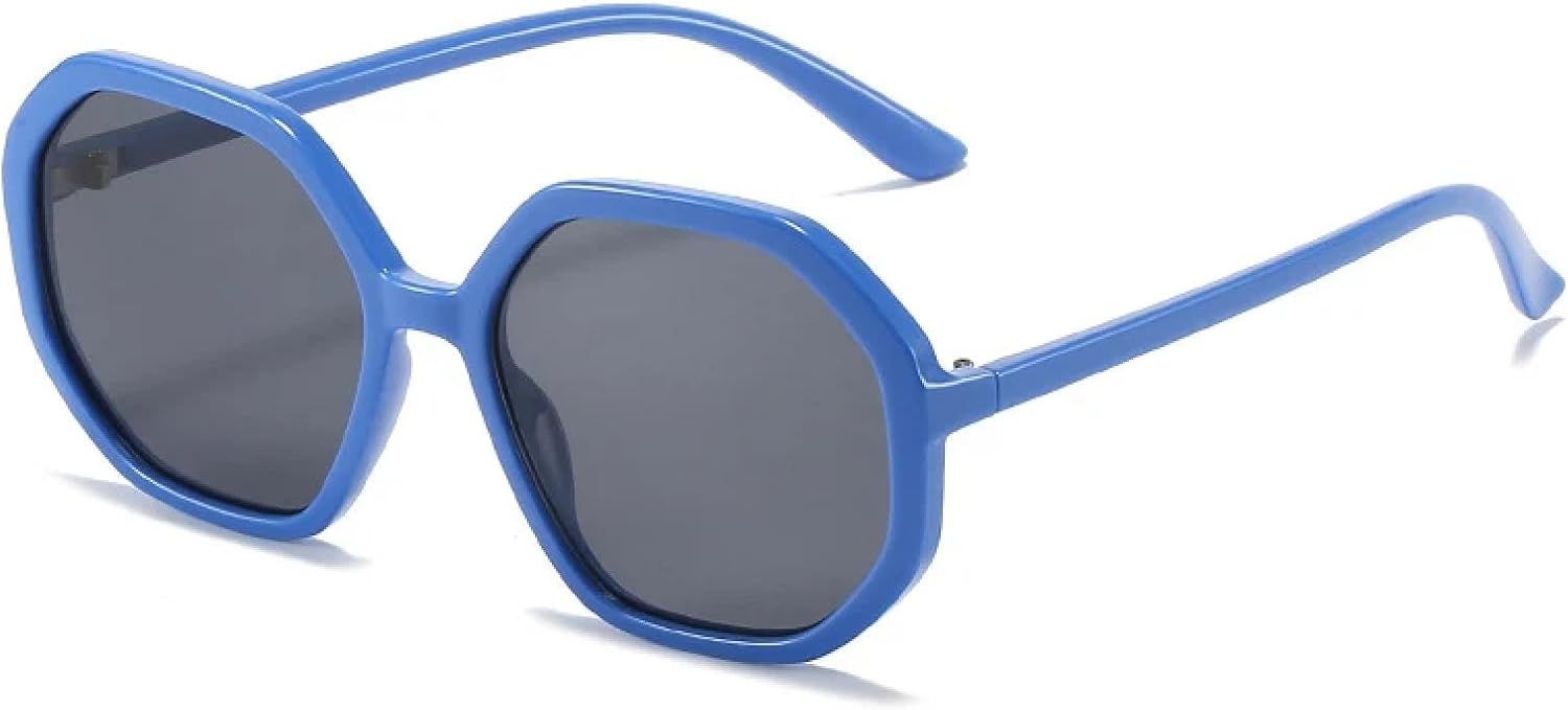 

Классические ретро-солнцезащитные очки овальной формы для женщин и мужчин. Модные многоугольные солнцезащитные очки класса люкс для путешествий с защитой от УФ-излучения UV400 TKKTLLT, Blue Gray