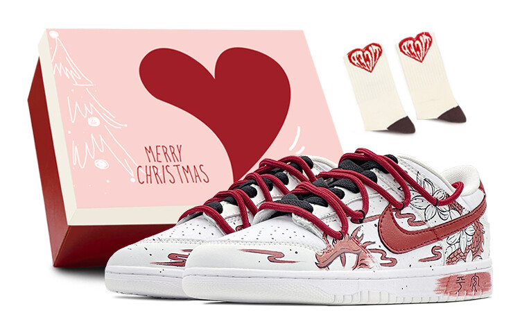 

Кроссовки Nike Dunk Skateboarding Shoes Women's Low-top Red, белый/красный