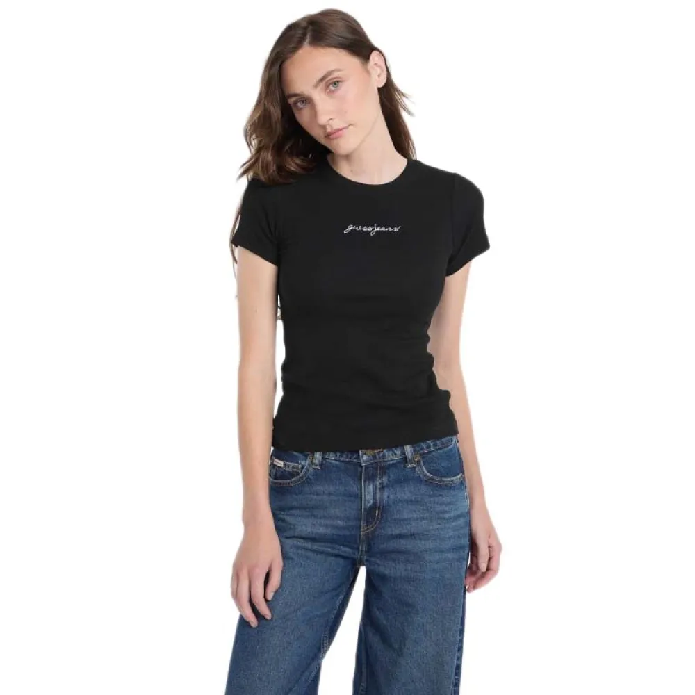 

Футболка с коротким рукавом Guess Jeans Gj Sl Cn Embro Slim Rib, черный