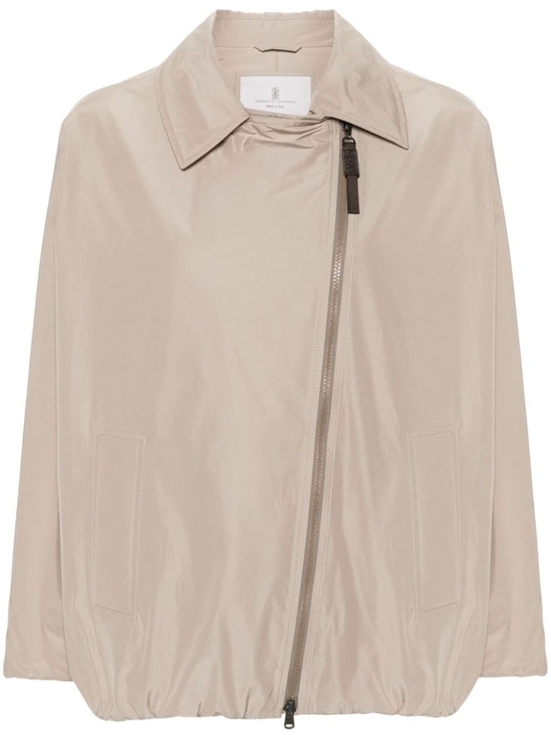 

Brunello Cucinelli пуховик с косой молнией, нейтральный цвет