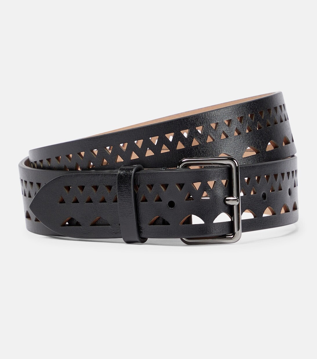 

Ремень из кожи с лазерной резкой Alaïa, черный