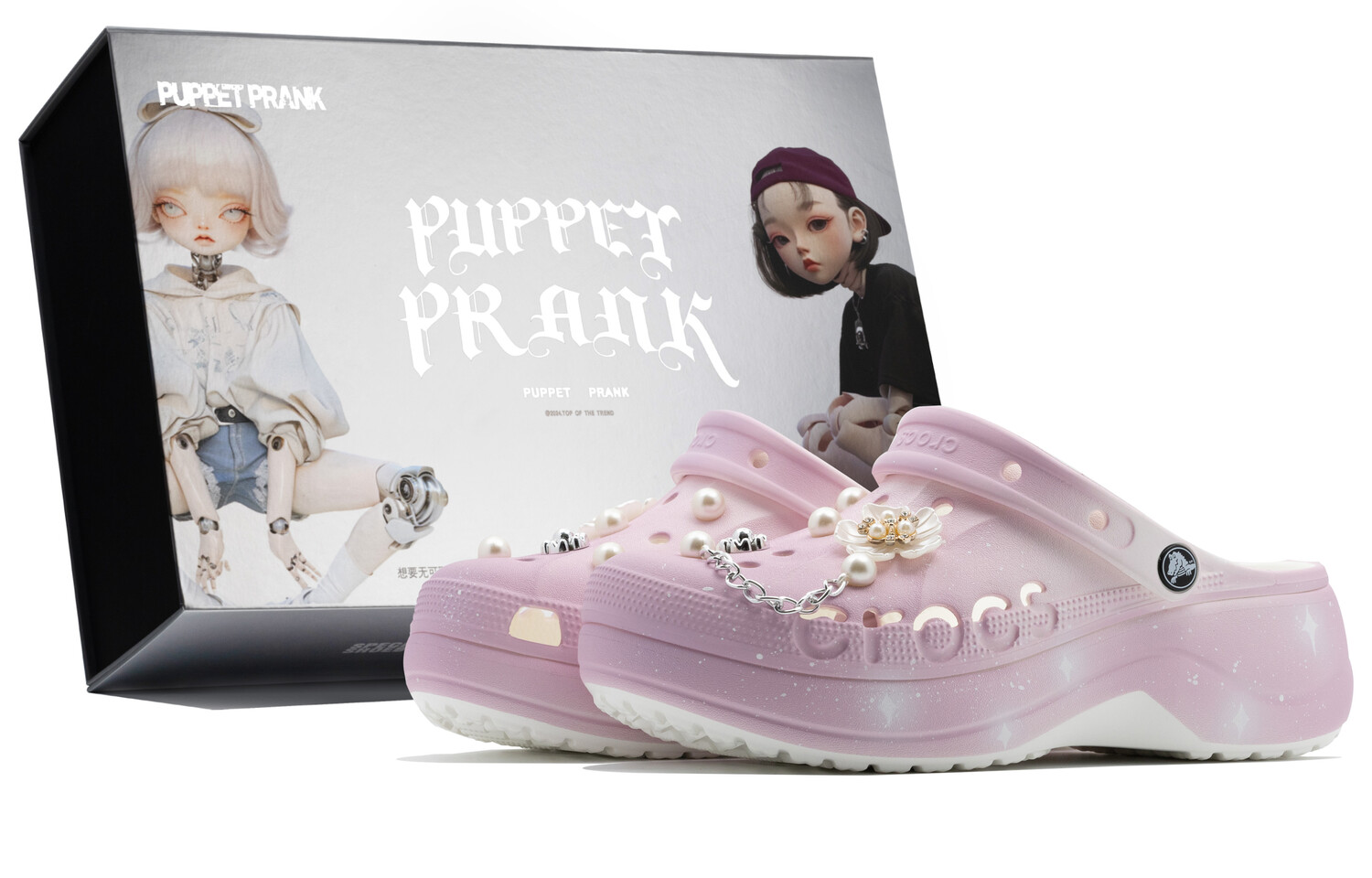 Сабо женские Crocs Clogs декорированные, розовый