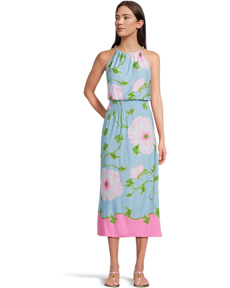 

Платье Lilly Pulitzer Gracelyn Halter Midi Dress, цвет Fresh Water Blue Bursting Blooms Engineered Knit Dress