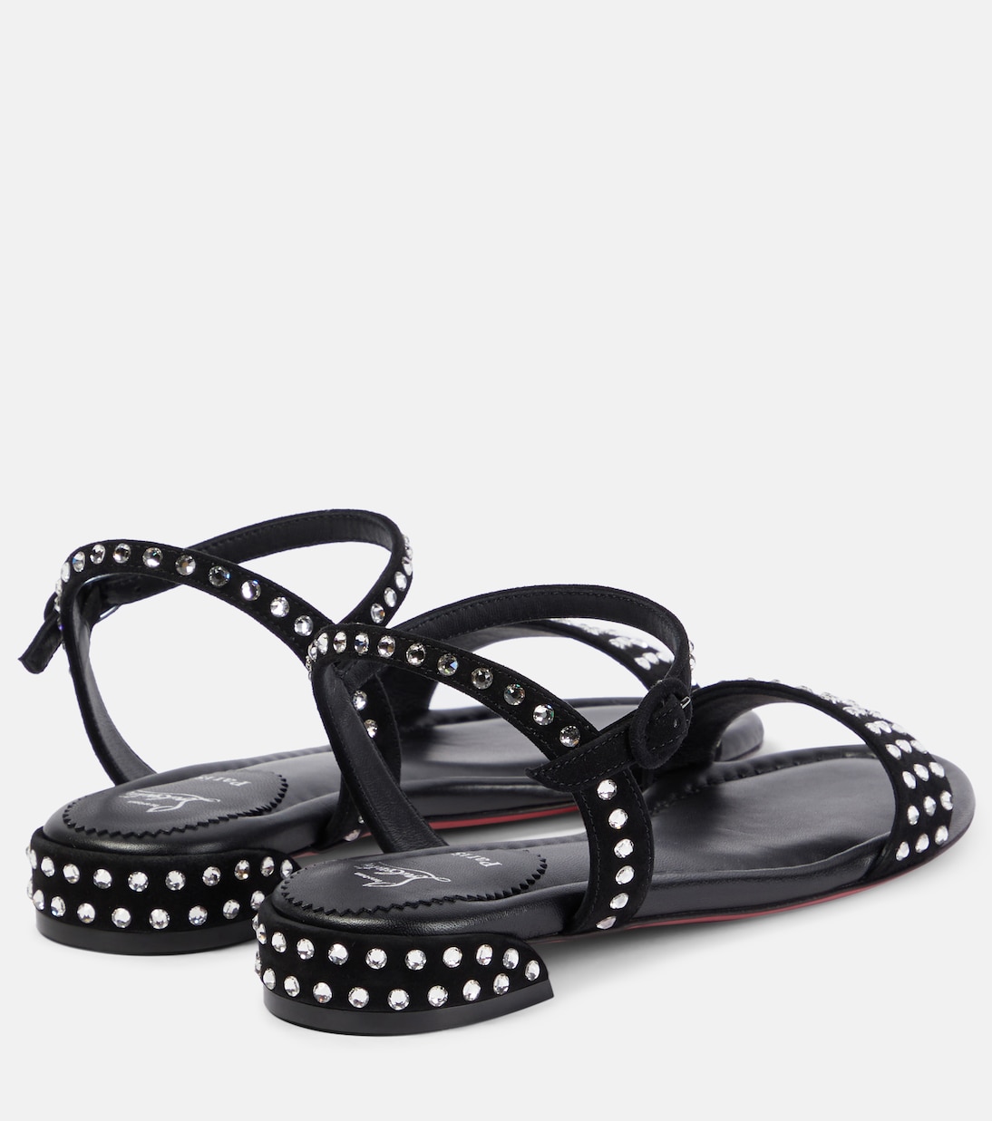 Сладкая Джейн Strass Boum замшевые сандалии Christian Louboutin, Black/Cry/Lin Black — фото 3