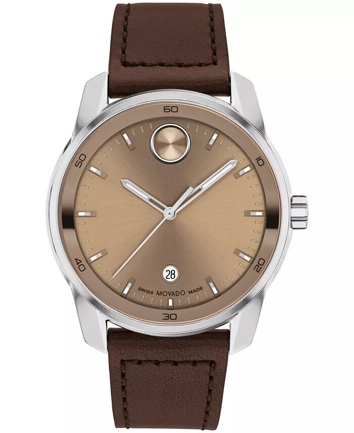 

Мужские часы Bold Verso швейцарские кварцевые коричневые кожаные часы 42 мм Movado