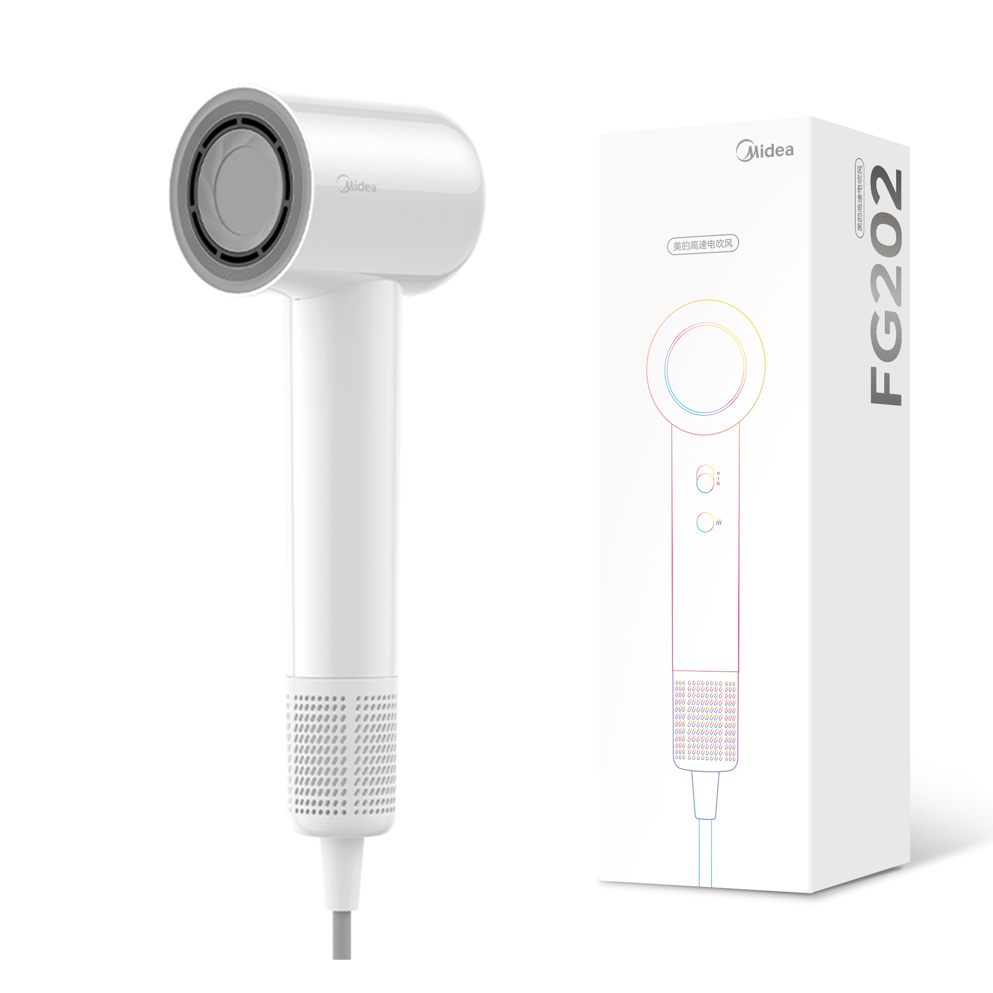 

Фен для волос 1600W с отрицательными ионами FG202 Midea, Polar White