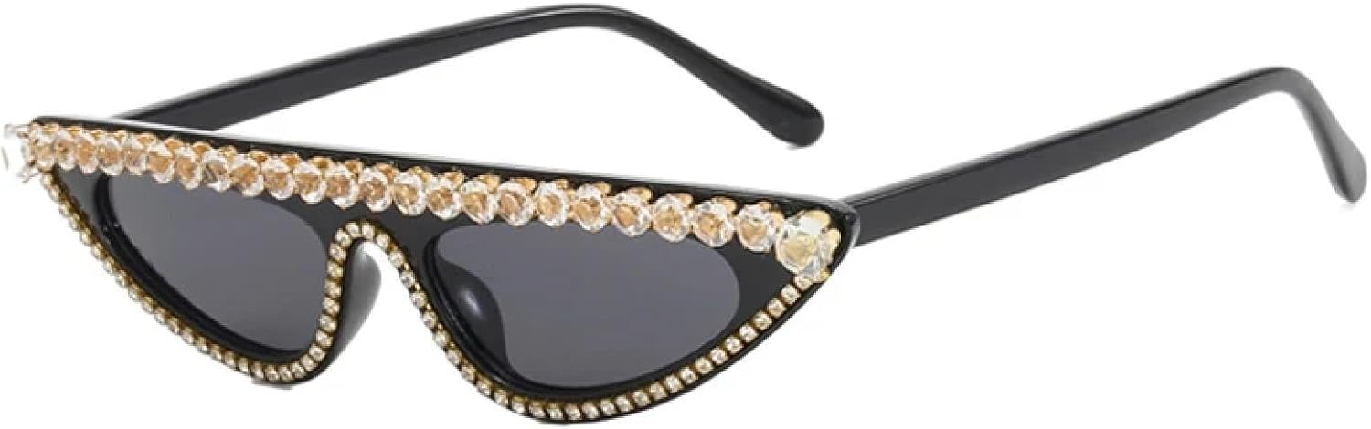 

Роскошные солнцезащитные очки в оправе со стразами для женщин и мужчин, модные, для летних путешествий и вечеринок, с защитой от УФ-излучения UV400 TKKTLLT, Black Gray