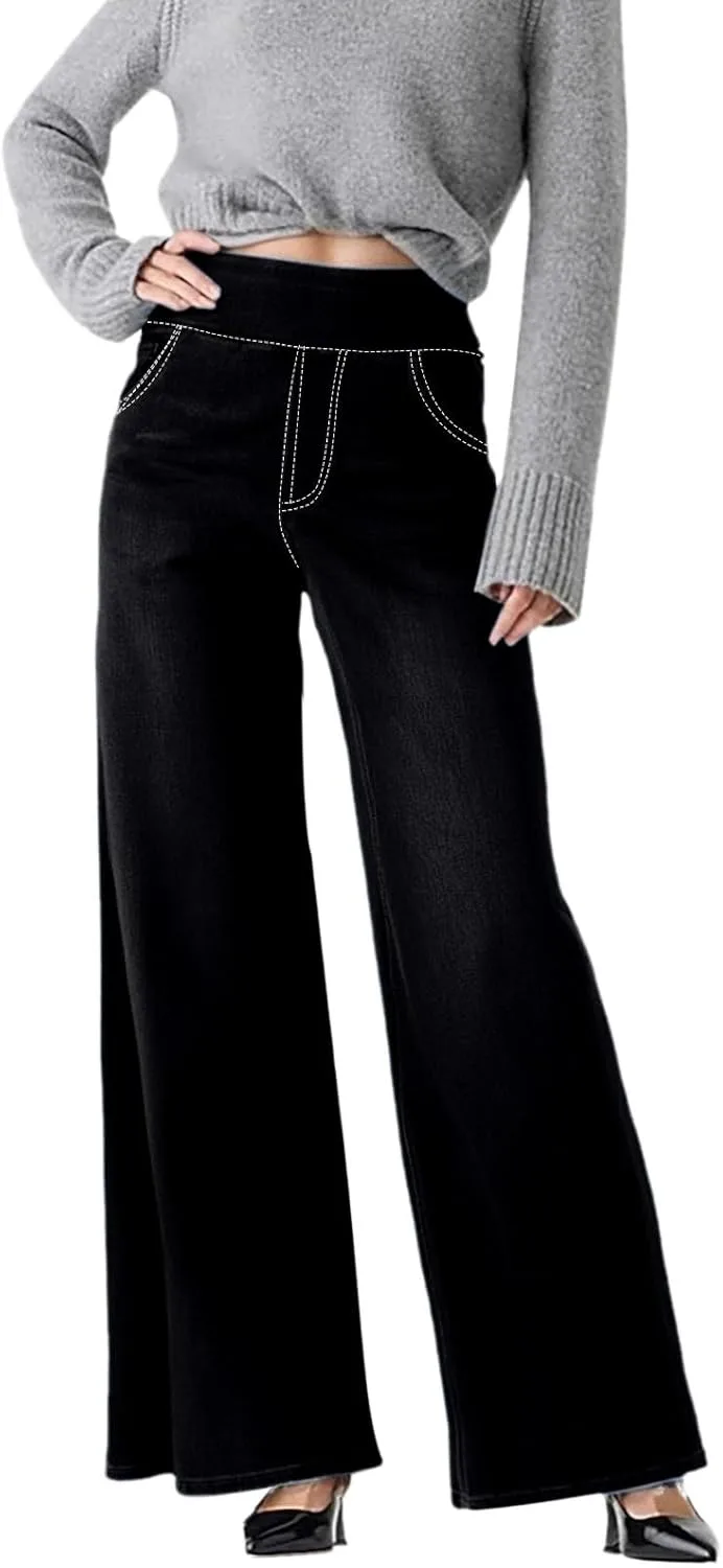 

Джинсы-джоггеры женские Plus Size Wide Leg Stretchy High Waisted