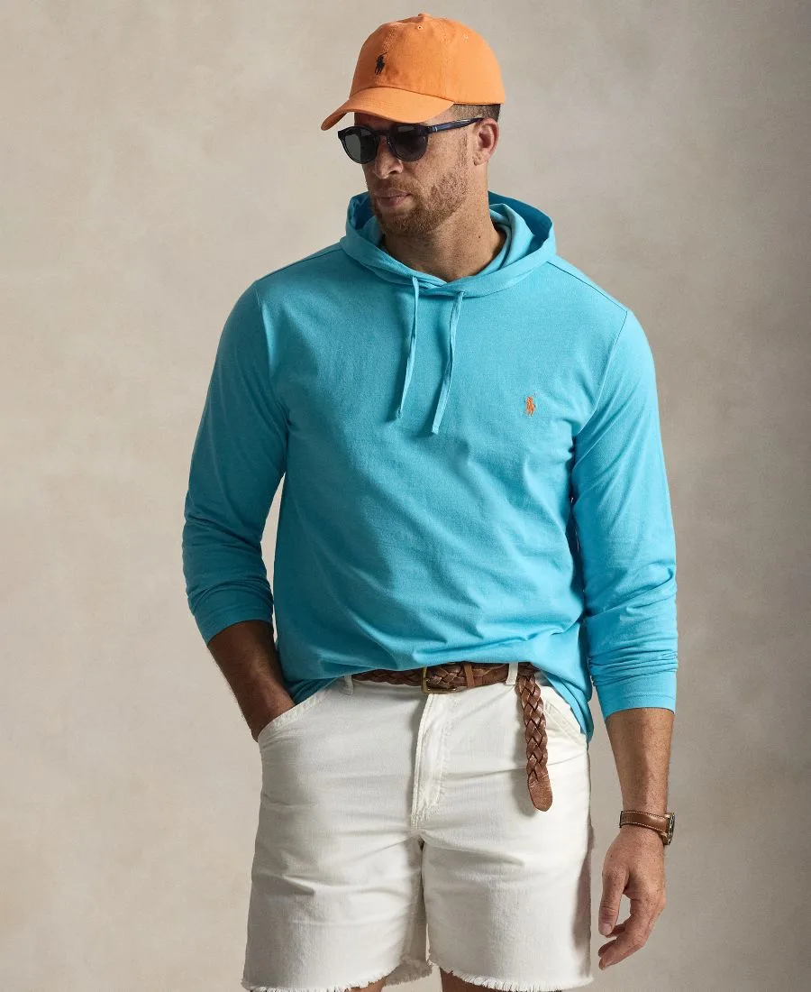 Мужская футболка с длинными рукавами и капюшоном больших размеров Polo Ralph Lauren, Perfect Turquoise
